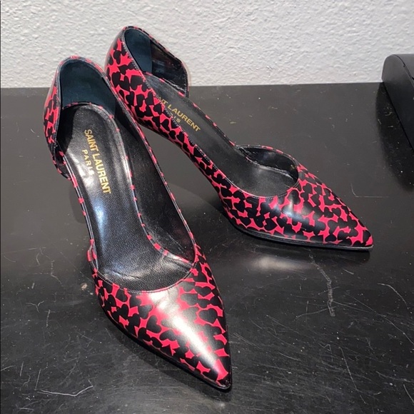 YSL Saint Laurent Pink/Black Heart Heels - Picture 2 of 8